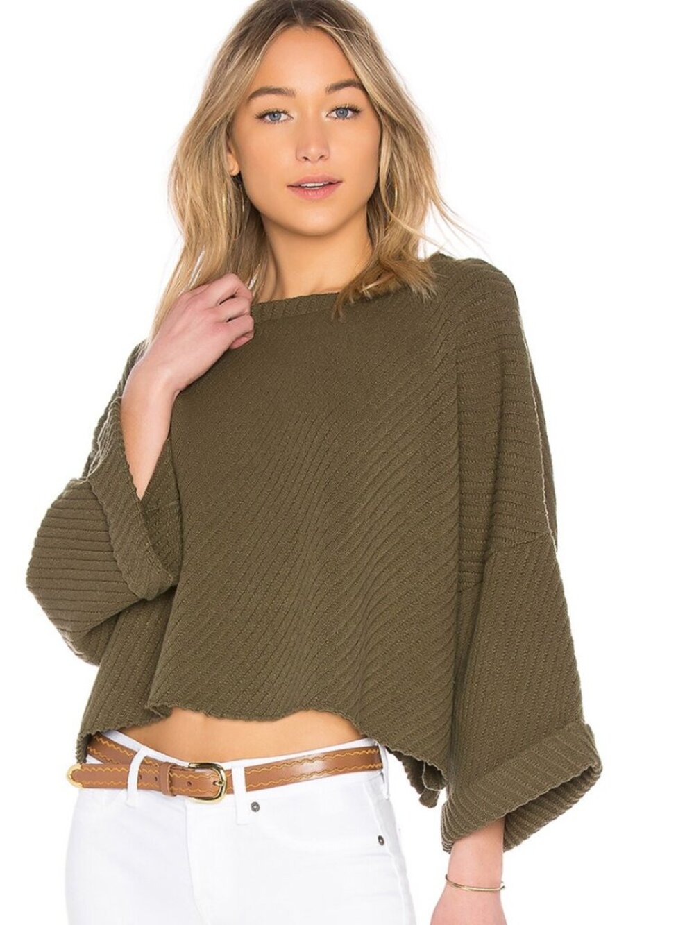 Free People n I Can't Wait Sweater in Moss Green Small Like New